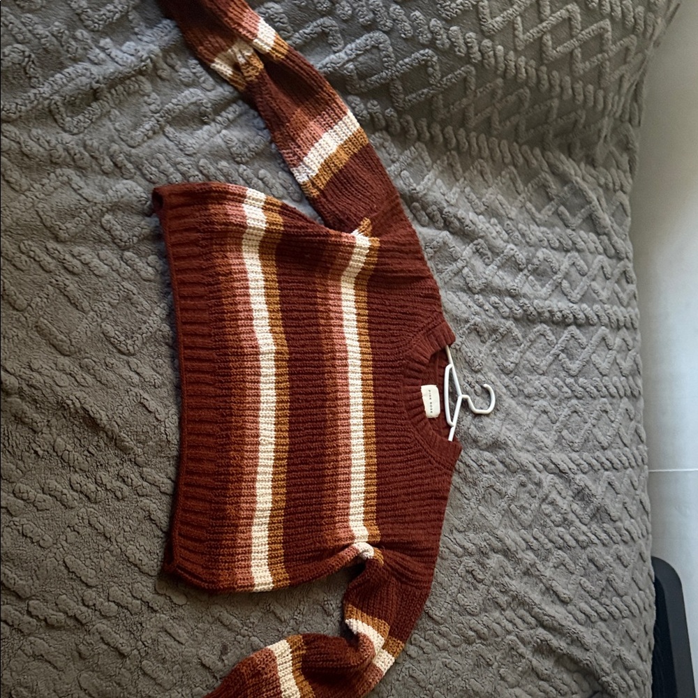 Pink Rose Brown Striped Sweater